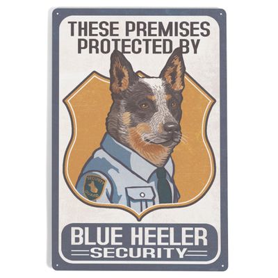 Lantern Press 12x18 Inch Metal Sign, Blue Heeler Security, Dog Sign