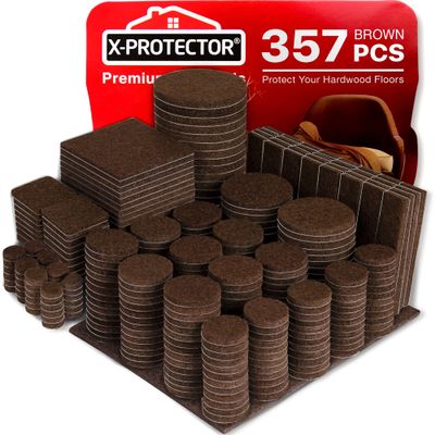 X-PROTECTOR 357 pcs Premium Huge Pack Felt Furniture Pads! Quantity of Furniture Sliders with Many Big Sizes  Your Ideal Floor Protectors. Protect Your Hardwood & Laminate Floor!