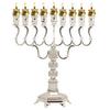 Silver Plated 14" Hanukkah Menorah for Oil or Candle use view 1