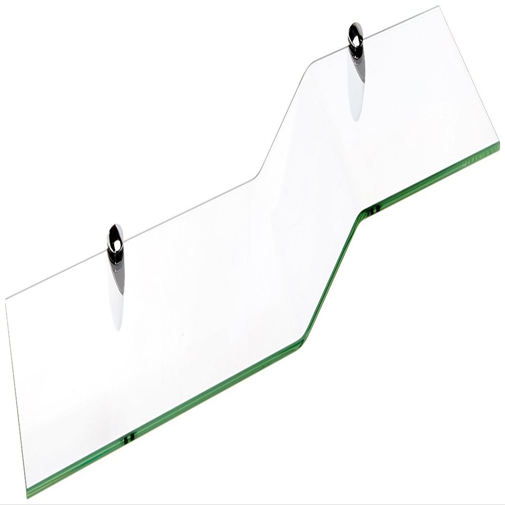 Spancraft Glass Sparrow8x32-Chrome Sparrow Bent Glass Shelf, Chrome Bracket, 8" x 32"