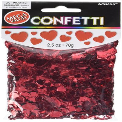 Dazzling Red Hearts Confetti - 2.5 oz. (1 Pack) Romantic Party Decor for Weddings, Bridal Showers, and More