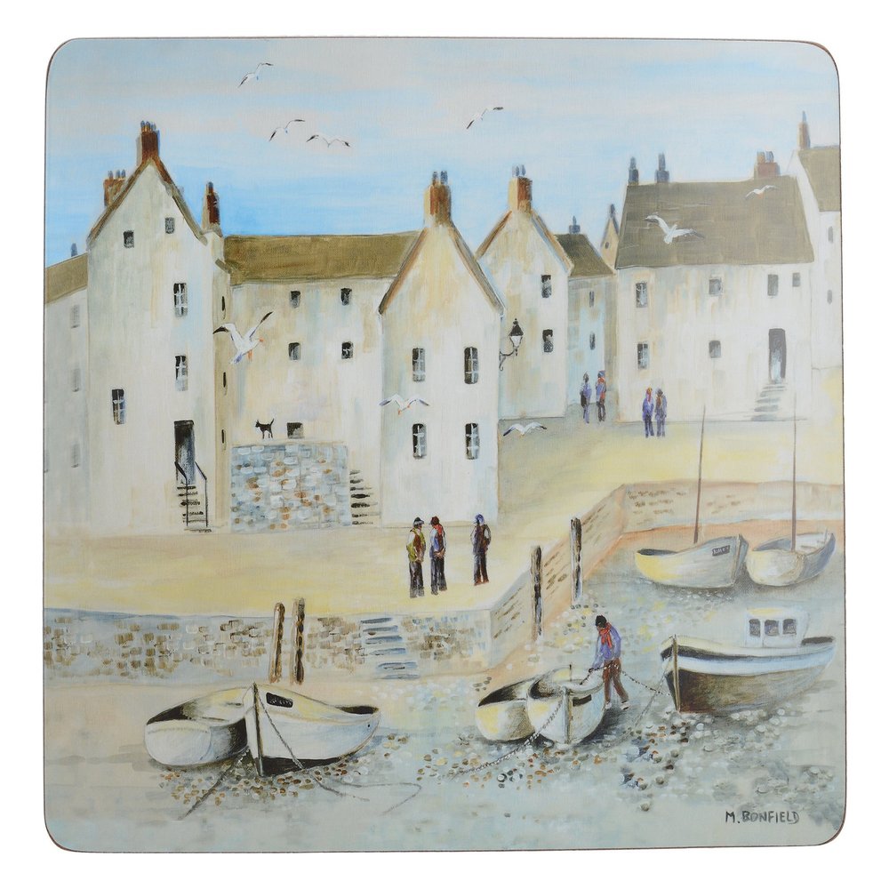 Creative Tops 5169621 Cornish Harbour 6-Piece Set of Cork Backed Placemats by, 30 x 22.8 cm (12" x 9"), Blue, Medium Placemats