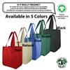 Simple Ecology Organic Cotton Deluxe Reusable Grocery Shopping Bag with Bottle Sleeves and Rigid Bottom Support (UPDATED DESIGN) - Black view 3