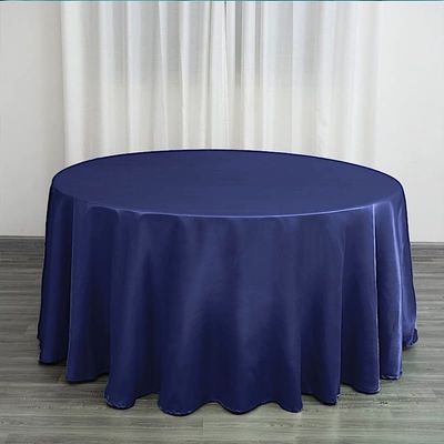BalsaCircle 120 inch Navy Blue Satin Round Tablecloth Table Cover Linens for Wedding Table Cloth Party Reception Events Kitchen Dining