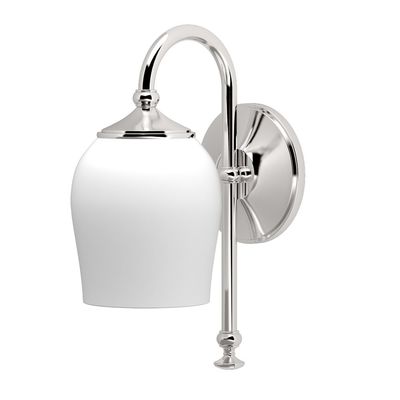 Gatco 1620 Tavern Single Sconce, Polished Nickel | Wall Mount Bathroom Vanity Light With Frosted Glass | 4.75"W X 11.13"H Indoor 1-Light Fixture |Mount Upward or Downward