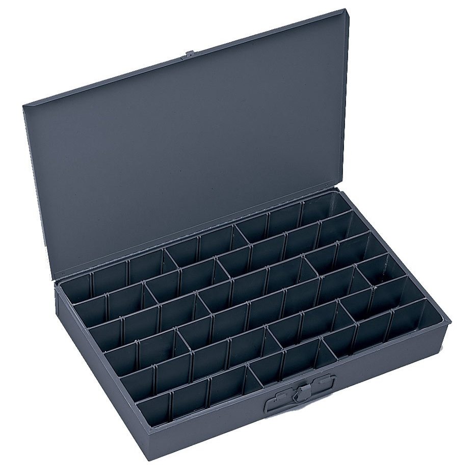 Durham 099-95-IND Gray Cold Rolled Steel Individual Adjustable Compartment Large Horizontal Box, 18" Width x 3" Height x 12" Depth