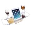 iPEGTOP Stainless Steel Bathtub Caddy Tray - Over Bath Tub Racks Shower Organizer with Extending Sides, Removable Wine Glass Book Holder view 1