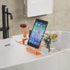iPEGTOP Stainless Steel Bathtub Caddy Tray - Over Bath Tub Racks Shower Organizer with Extending Sides, Removable Wine Glass Book Holder view 3