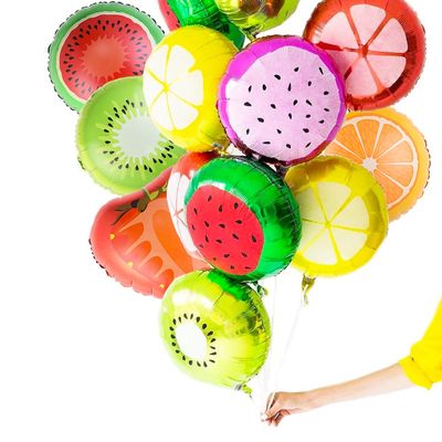 Simple polymer 18" Fruit Balloons, Pack of 24: Watermelon, Carambola, Kiwi, Dragon Fruit, Orange, Strawberry - Unisex-Kids, Children's Party Decoration