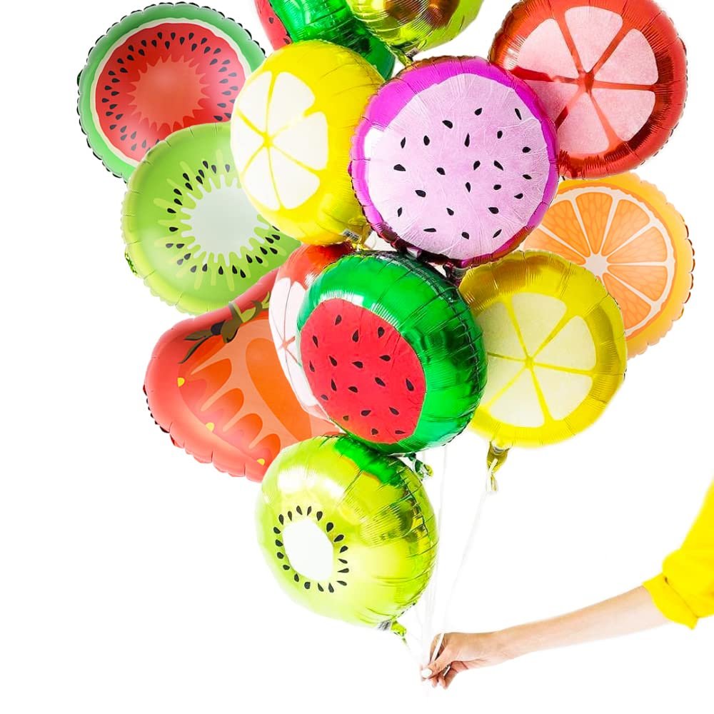 Simple polymer 18" Fruit Balloons, Pack of 24: Watermelon, Carambola, Kiwi, Dragon Fruit, Orange, Strawberry - Unisex-Kids, Children's Party Decoration