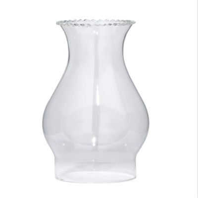 B&P Lamp 3 Inch by 8 1/2 Inch Clear Glass Crimped Top Chimney for Oil and Kerosene Style Lamps