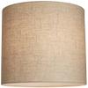 14" Top x 14" Bottom x 15" High x Lamp Shade Replacement Large Tall Oatmeal Beige Drum Round Rustic Farmhouse Western Linen Fabric Spider Harp Finial - Springcrest view 3