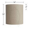 14" Top x 14" Bottom x 15" High x Lamp Shade Replacement Large Tall Oatmeal Beige Drum Round Rustic Farmhouse Western Linen Fabric Spider Harp Finial - Springcrest view 4