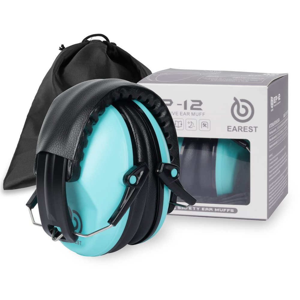 EAREST Protection Ear Muffs, Noise Reduction Safety Ear Muffs Shooting Earmuff NRR 20 dB Ear Defenders for Adults and Kidsblue-green