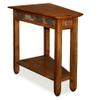 Leick Home Slate End Table, Solid Wood, Narrow Wedge Shape, Slate Tile Insets, Bottom Display Shelf, Easy-Assembly, Rustic Oak, 23.5 in. L x 17 in. W x 24 in. H, 10056 view 1