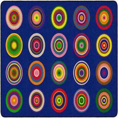 Flagship Carpets Color Rings Colorful Children's Classroom Area Rug for Kids Room Circle Seating Dcor, Play Carpet for Teaching and Playing, Seats 20, 5'10"x8'4", Indigo Blue