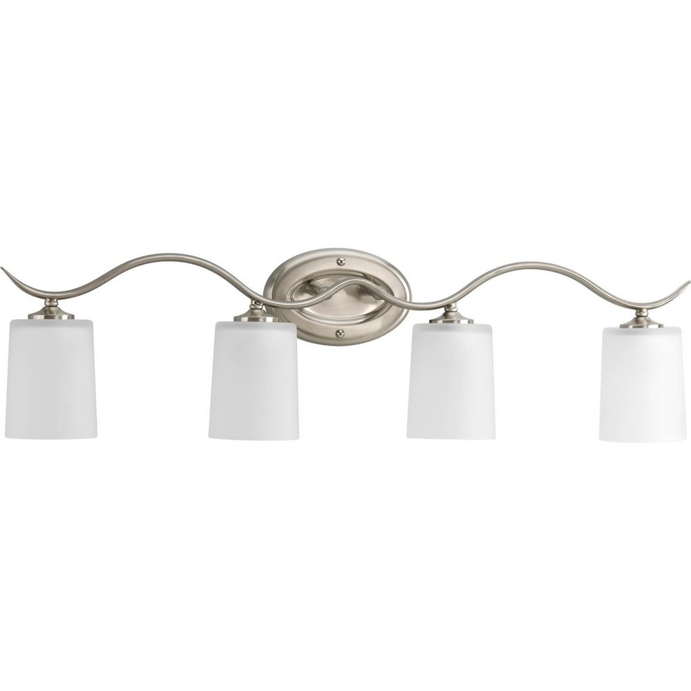 Progress Lighting P2021-09 Inspire Collection Etched Glass Traditional Bath Vanity Light, 4-Light, Brushed Nickel