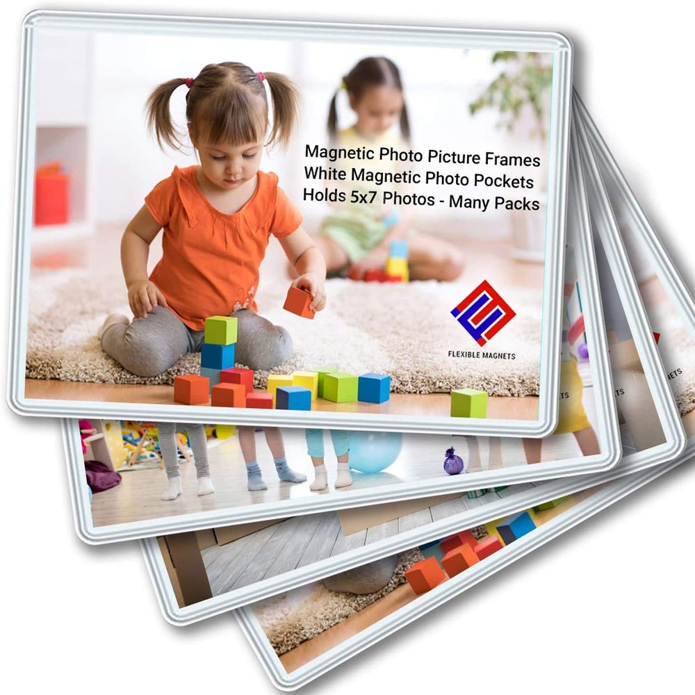 12 Pack 5 x 7 Magnetic Picture Frames Pockets Sleeves Holds 5 x 7 Inches Photo for Refrigerator Made in the USA