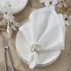 SARO LIFESTYLE Hemstitched Border Dinner Napkin (Set of 12), White, 20"x20" view 3