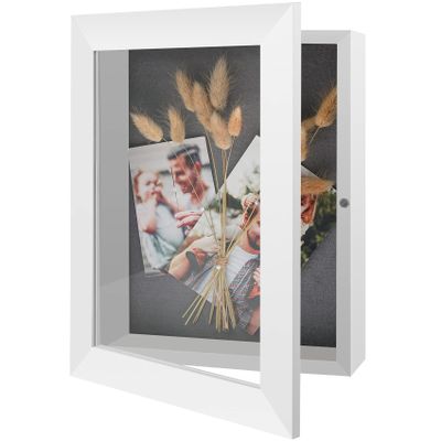 Golden State Art, 8x10.5 Shadow Box Frame Display Case, 2-inch Depth, Great for Collages, Collections, Mementos, 6 Pins Included (White, 1 Pack)