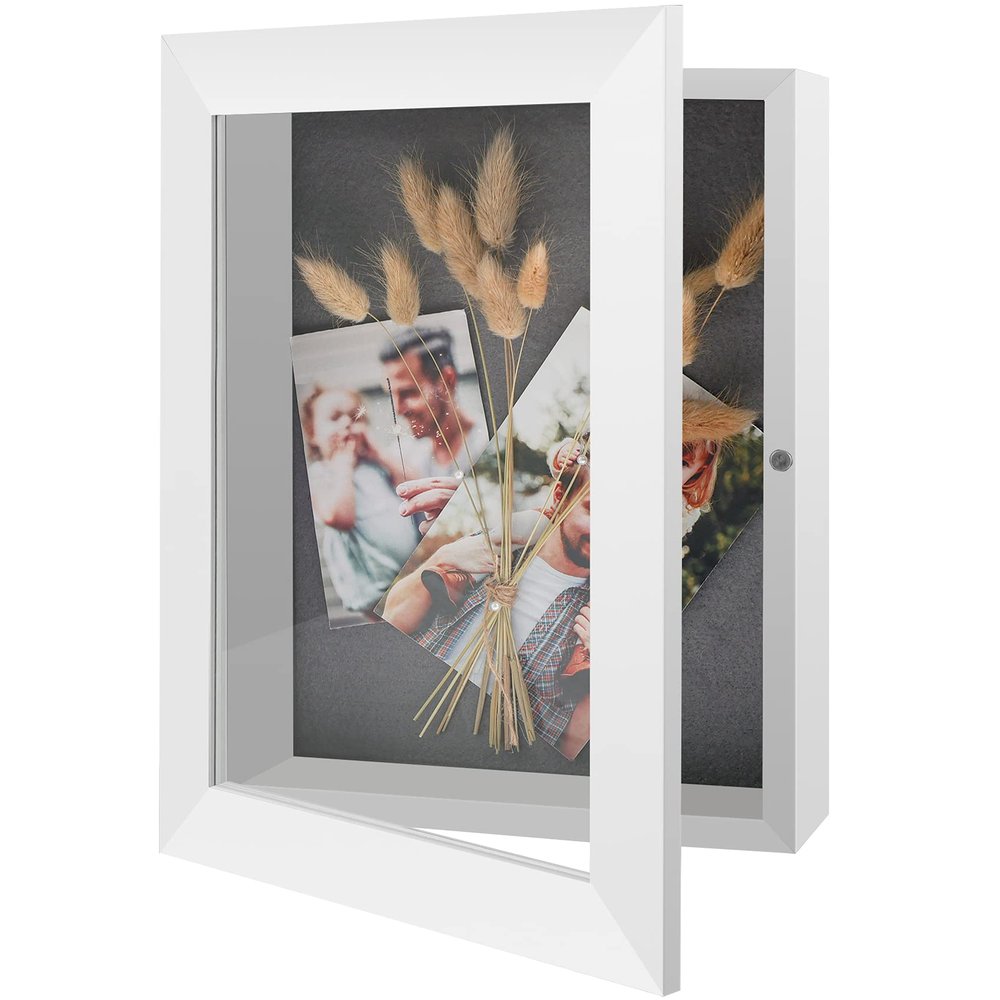 Golden State Art, 8x10.5 Shadow Box Frame Display Case, 2-inch Depth, Great for Collages, Collections, Mementos, 6 Pins Included (White, 1 Pack)