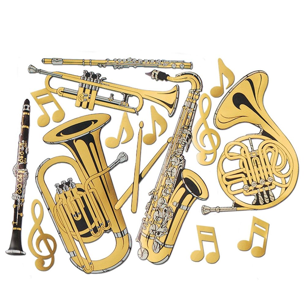 Beistle Gold Foil Musical Instruments Cutouts
