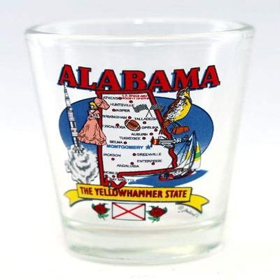 World By Shotglass Alabama State Elements Map Shot Glass jks
