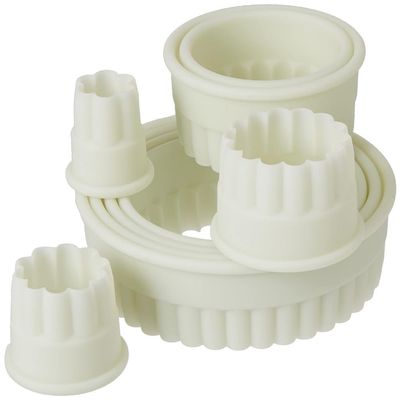 Ibili Dough Cutter Set Round/Fluted, Transparent/White, 9-Piece