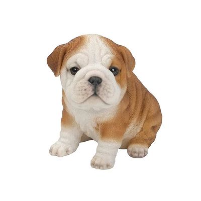 Hi-Line Sitting Bulldog Puppy Figurine,Brown/White, 6.5"