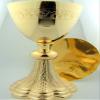 Grape & Wheat Church Chapel Gold Gild Priest Chalice & Paten Pastor Gift 8" Tall view 1