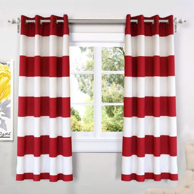 DriftAway Red Striped Room Darkening Curtains Patriotic Horizontal Stripe Classic Grommet Drapes for Bedroom Living Room Thermal Insulated Panels for Holidays July 4th Labor Day Thanksgiving Christmas