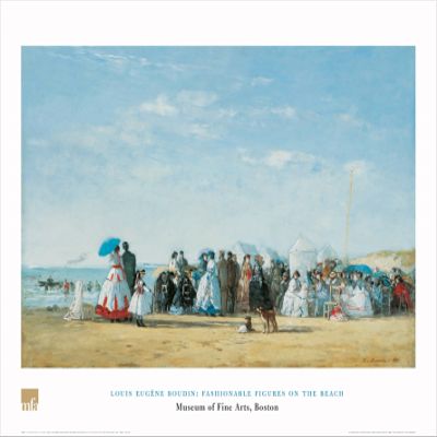 buyartforless Fashionable Figures On The Beach by Louis Eugene Boudin 24x32 Art Print Poster Famous Painting Figurative Landscape Ocean Beach Formal Attire