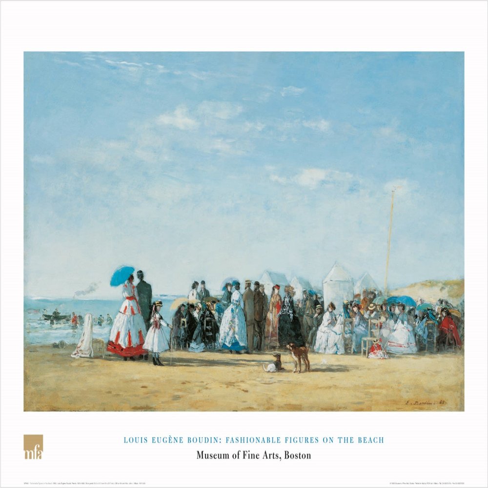 buyartforless Fashionable Figures On The Beach by Louis Eugene Boudin 24x32 Art Print Poster Famous Painting Figurative Landscape Ocean Beach Formal Attire