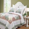 Cozy Line Home Fashions Floral Real Patchwork Green Peach Scalloped Edge Country 100% Cotton Quilt Bedding Set, Reversible Coverlet Bedspread (Celia, Twin - 2 Piece) view 1