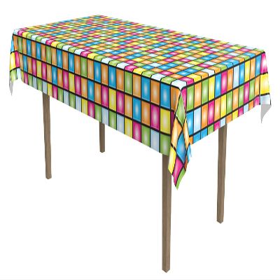 Beistle Disco Tablecover, 54 x 108  Plastic Table Cloth, Rectangular Tablecloth, Covers for Party, Party Decorations, Theme Groovy Multicolor