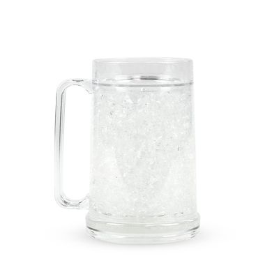 Simply Green Solutions - Clear Mug, Frozen Mugs for Freezer, Double Walled Beer Mug, Freeze Cups for Drinks, Insulated Plastic Mugs with Handles, 16 Oz Capacity