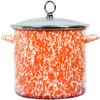 Calypso Basics by Reston Lloyd Vintage Marble Enamel on Steel Stockpot with Glass Lid, 8-Quart, Orange view 1