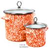 Calypso Basics by Reston Lloyd Vintage Marble Enamel on Steel Stockpot with Glass Lid, 8-Quart, Orange view 4