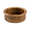 Caspari Rattan Wine Bottle Coaster in Dark Natural Brown view 1