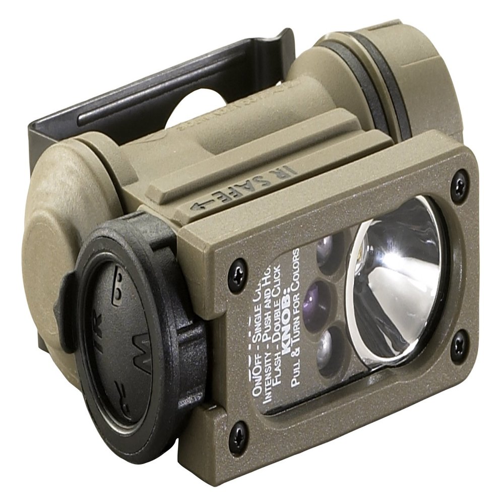 Streamlight 14512 Sidewinder 55-Lumens Compact II Military Flashlight with Helmet Mount & Headstrap, Clear Retail Packaging, Coyote