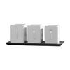 Towle Living 3-Piece Ceramic Caddy with Wood Tray, White, Black view 1