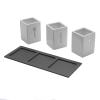 Towle Living 3-Piece Ceramic Caddy with Wood Tray, White, Black view 2