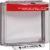 Safety Technology International, Inc. STI-13010FR Universal Stopper, Flush Mount and Fire label, Indoor/Outdoor Protective Polycarbonate Cover for Pull Stations or Call Points, Red view 1