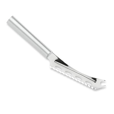 RADA Cutlery Cheese Knife (R139), 5.25" Stainless Steel Serrated Blade with Ridged Cutouts and Forked End, Made in USA, Silver Handle
