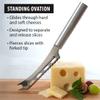 RADA Cutlery Cheese Knife (R139), 5.25" Stainless Steel Serrated Blade with Ridged Cutouts and Forked End, Made in USA, Silver Handle view 4