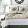 Cozy Line Home Fashions Floral Real Patchwork Olive Green Pink Scalloped Edge Country 100% Cotton Quilt Bedding Set, Reversible Coverlet Bedspread (Williamsburg, King - 3 Piece) view 2