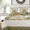 Cozy Line Home Fashions Floral Real Patchwork Green Beige Khaki Yellow Scalloped Edge Country 100% Cotton Quilt Bedding Set, Reversible Coverlet Bedspread (Laura, Twin - 2 Piece) view 1