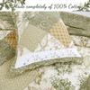 Cozy Line Home Fashions Floral Real Patchwork Green Beige Khaki Yellow Scalloped Edge Country 100% Cotton Quilt Bedding Set, Reversible Coverlet Bedspread (Laura, Twin - 2 Piece) view 2
