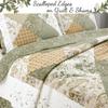 Cozy Line Home Fashions Floral Real Patchwork Green Beige Khaki Yellow Scalloped Edge Country 100% Cotton Quilt Bedding Set, Reversible Coverlet Bedspread (Laura, Twin - 2 Piece) view 4
