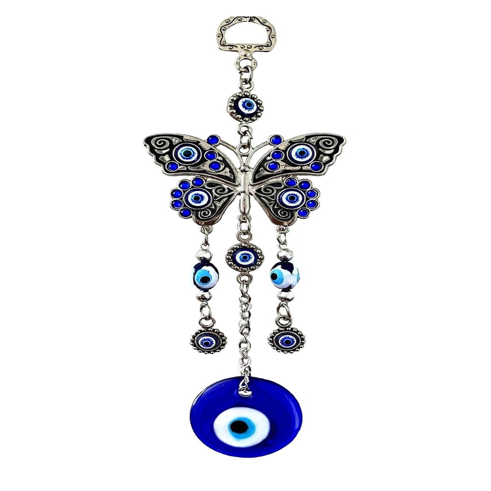 Betterdecor Turkish Blue Evil Eye with Butterfly Hanging Decoration Ornament -003